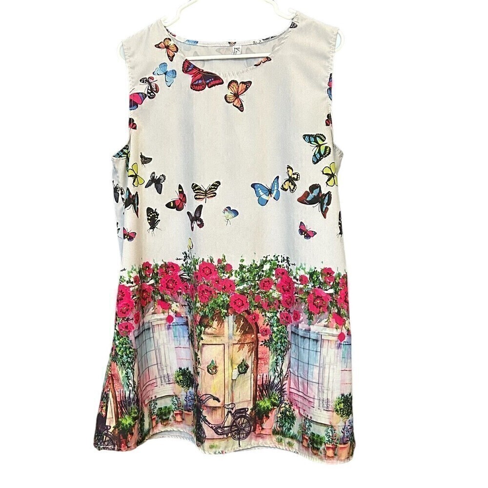 Fashion Casual Dresses, French Boho Sleeveless Beach Mini Dress Size (L) #1178